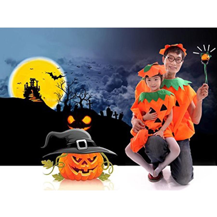 ハロウィン コスプレ パンプキン衣装 かぼちゃ風 帽子付き マント 親子 男の子 女の子 ジャックオーランタン 送料無料 |  | 09