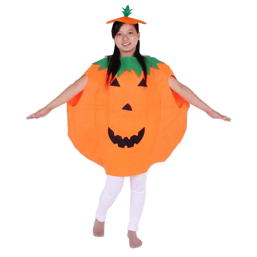 ハロウィン コスプレ パンプキン衣装 かぼちゃ風 帽子付き マント 親子 男の子 女の子 ジャックオーランタン 送料無料 |  | 06