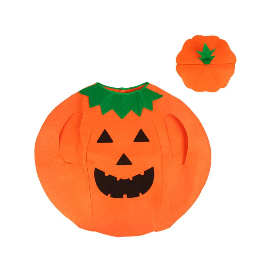 ハロウィン コスプレ パンプキン衣装 かぼちゃ風 帽子付き マント 親子 男の子 女の子 ジャックオーランタン 送料無料 |  | 04