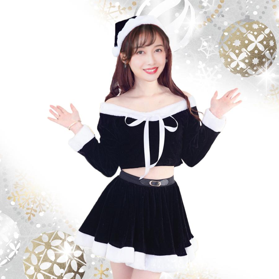サンタ 衣装 ブラック クリスマス コスチューム レディース 大人用 4点セット サンタクロース 送料無料 |  | 01