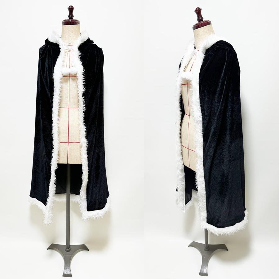 マント フード付き ブラック サンタローブ クリスマス 衣装 黒 仮装 コスチューム 男女兼用 文化祭 学園祭 イベント 送料無料 |  | 04