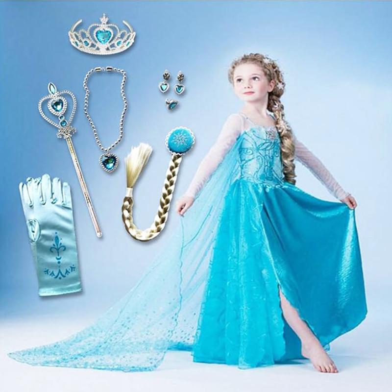 プリンセスドレス 衣装 コスチューム ドレス ブルー キッズ 子供用 9点セット 収納袋 付き お姫様ドレス ハロウィン 仮装 送料無料 |  | 05