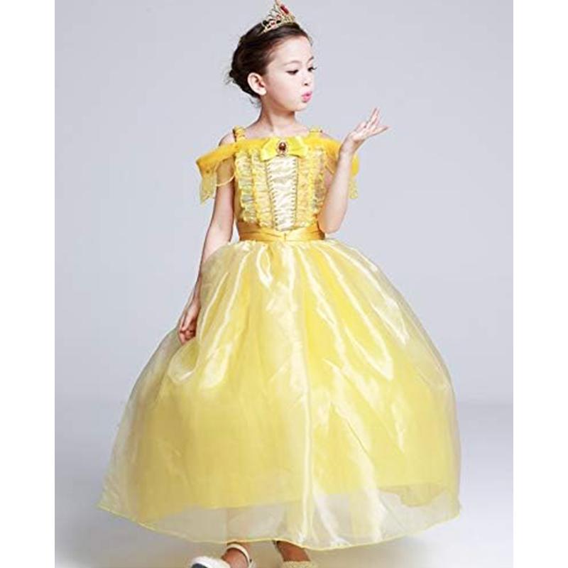 プリンセスドレス 衣装 コスチューム ドレス イエロー キッズ 子供用 8点セット 収納袋 付き お姫様ドレス ハロウィン 仮装 送料無料 |  | 01