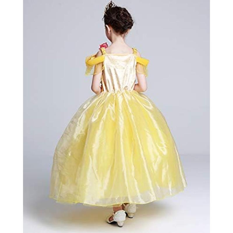 プリンセスドレス 衣装 コスチューム ドレス イエロー キッズ 子供用 8点セット 収納袋 付き お姫様ドレス ハロウィン 仮装 送料無料 |  | 02