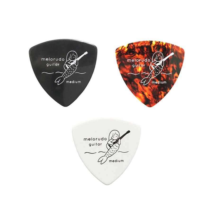 ギターピック ケース付き ブラック ブラウン トライアングル型 ティア