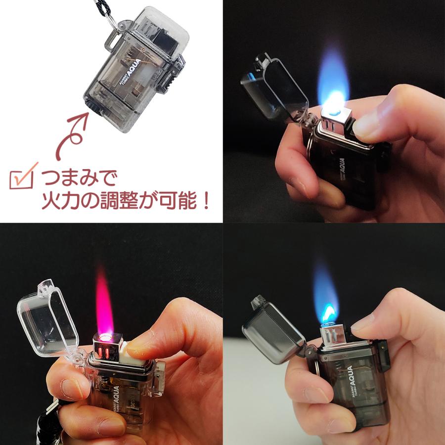ライター 防水 ターボ式 着火ライター ガス詰替可タイプ ガス注入式 首掛け紐付き 海水浴・釣り・ボートなどに ランダムカラー 送料無料 |  | 02