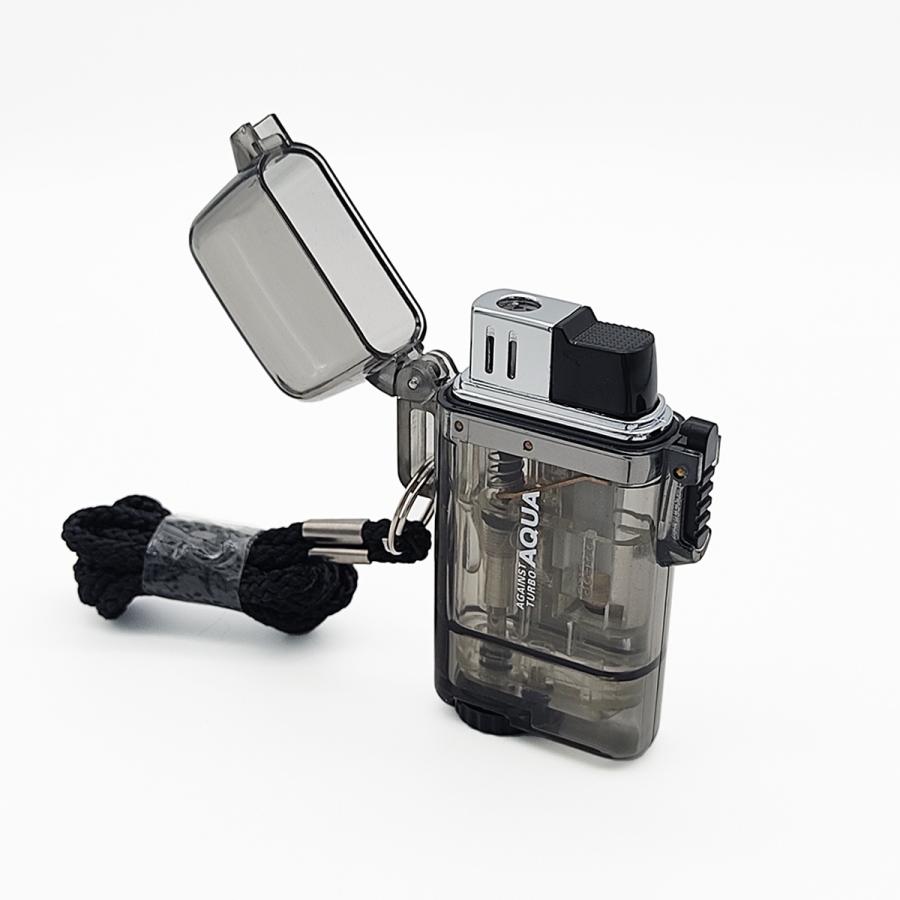 ライター 防水 ターボ式 着火ライター ガス詰替可タイプ ガス注入式 首掛け紐付き 海水浴・釣り・ボートなどに ランダムカラー 送料無料 |  | 04