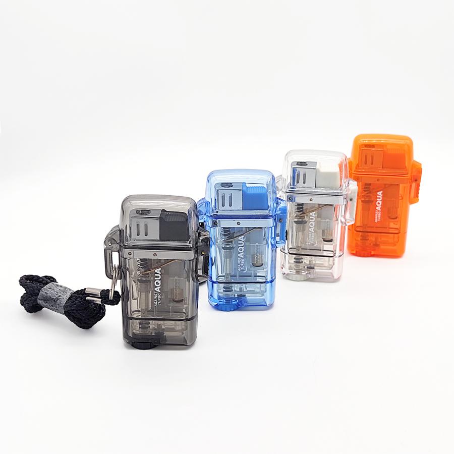 ライター 防水 ターボ式 着火ライター ガス詰替可タイプ ガス注入式 首掛け紐付き 海水浴・釣り・ボートなどに ランダムカラー 送料無料 |  | 05