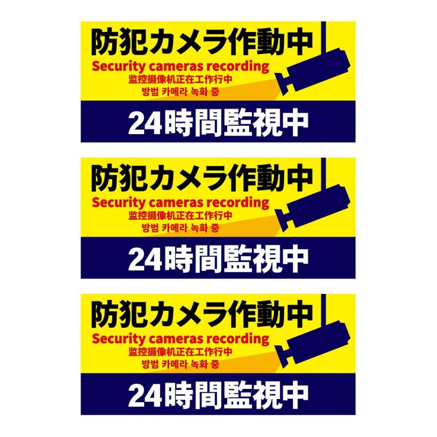 ステッカー「防犯カメラ作動中 24時間監視中」 多言語版 英語 中国語
