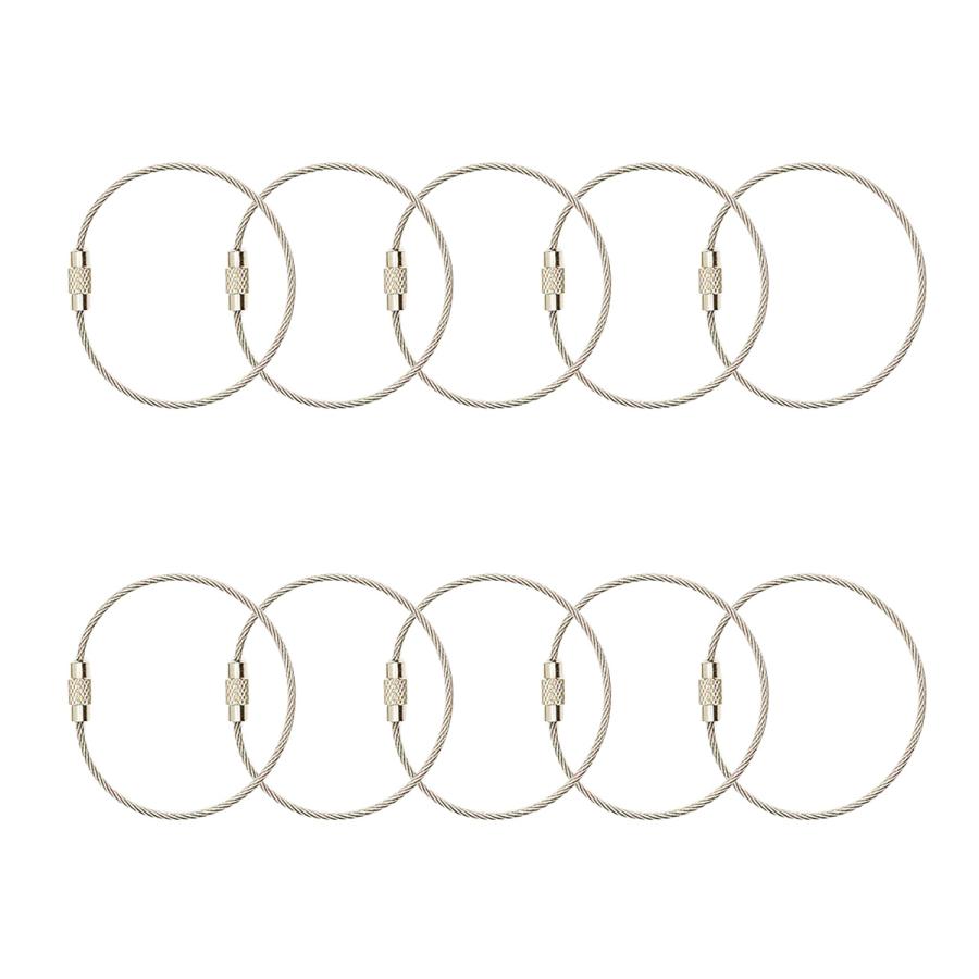 ワイヤーリング ネジ式 ステンレス ワイヤーキーホルダー 10個セット 15cm 20cm 25cm 鍵 紛失防止 落下防止 盗難防止 整理 分類 軽量 送料無料 |  | 01