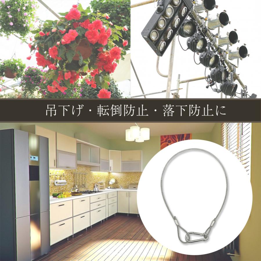ワイヤー 落下防止ワイヤー 3×500mm セキュリティワイヤー 吊下げフック 転倒防止 安全対策 送料無料 | ブランド登録なし | 09