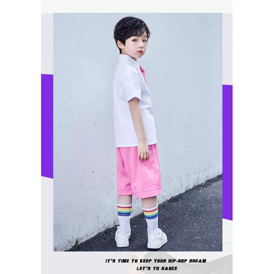 キッズダンス衣装 制服 K-POP 韓国 ヒップホップ ダンス衣装 セットアップ ガールズ 男の子 白 ピンク 紫｜sims-mart｜14