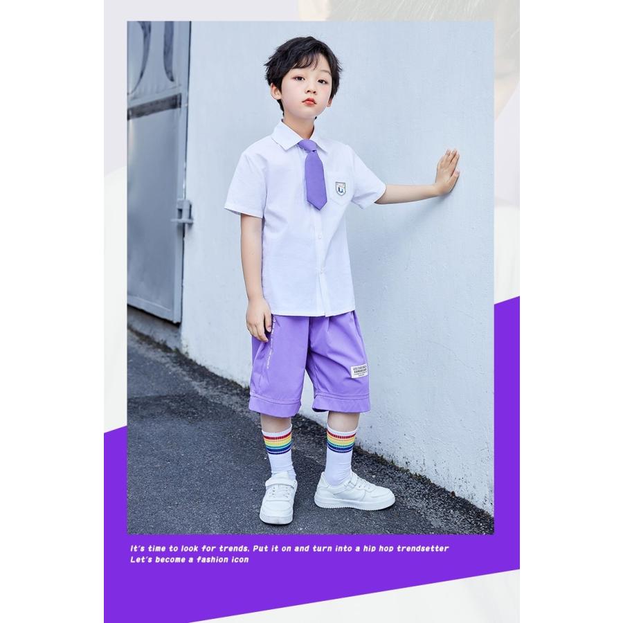 キッズダンス衣装 制服 K-POP 韓国 ヒップホップ ダンス衣装 セットアップ ガールズ 男の子 白 ピンク 紫｜sims-mart｜16