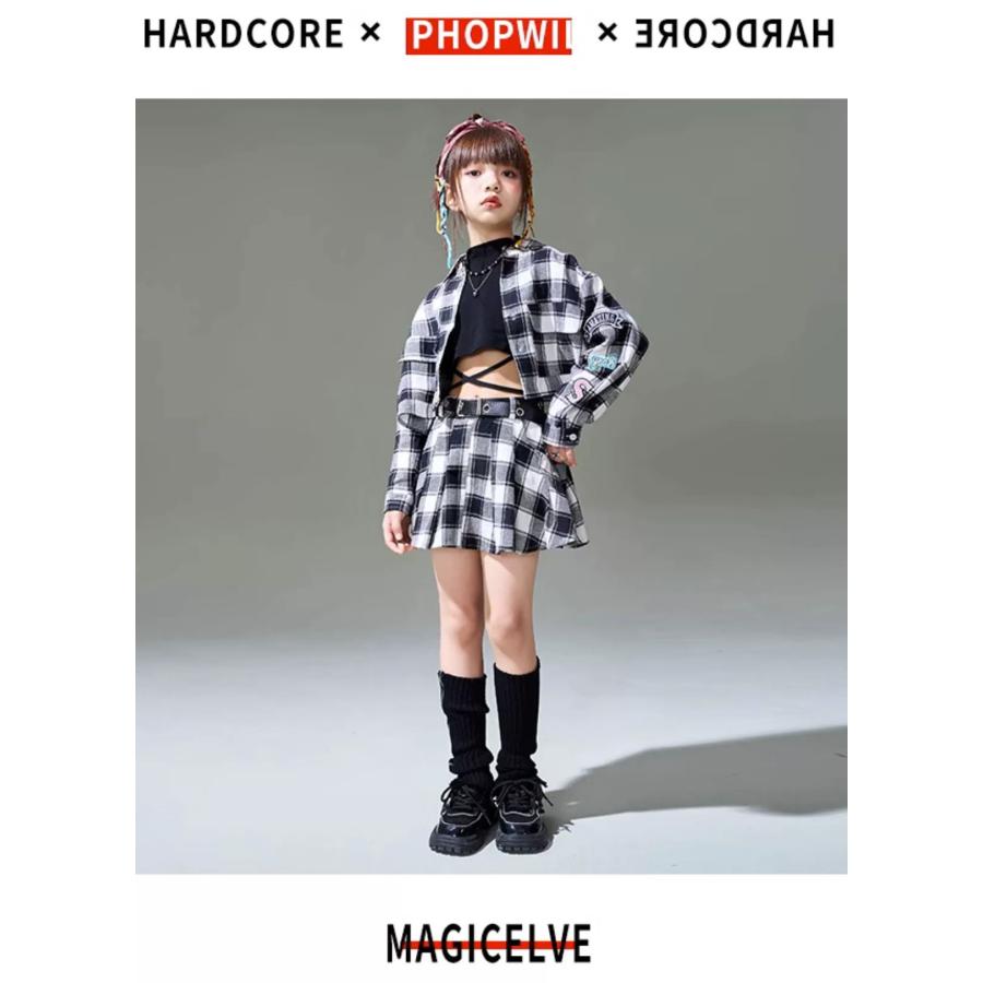 チェック柄 K-POP ダンス衣装 韓国 キッズダンス衣装 ガールズ 男の子