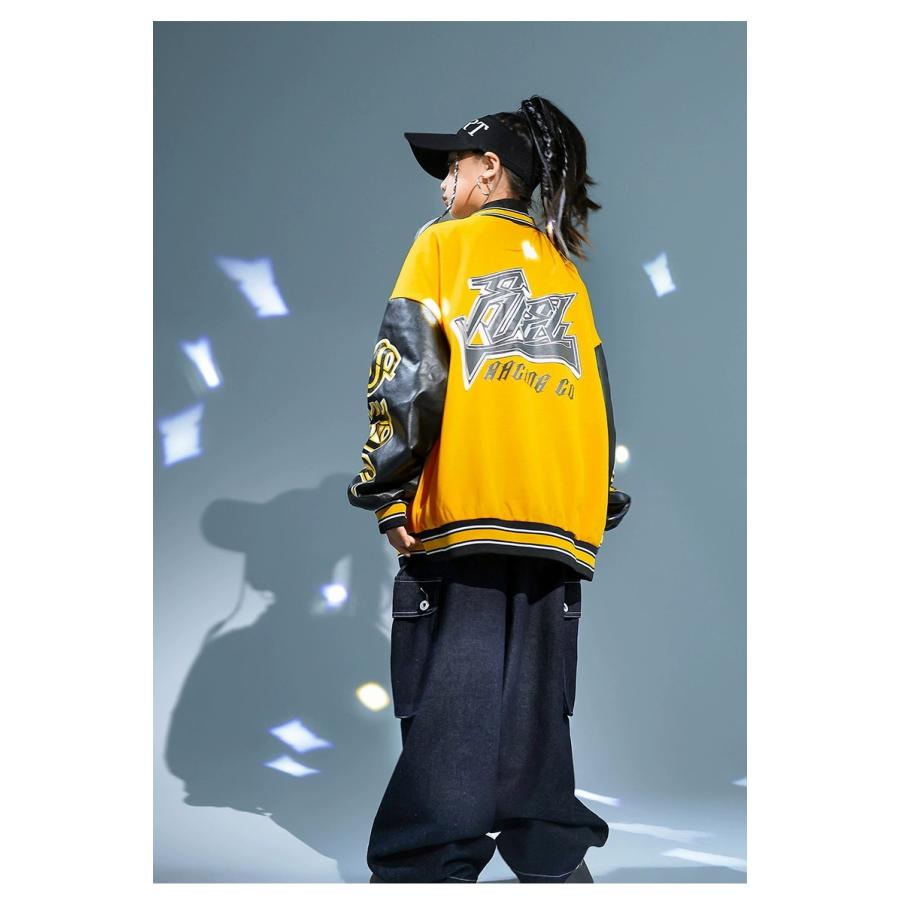 スタジャン ダンス衣装 キッズ ヒップホップ 衣装 ブルゾン 革ジャン