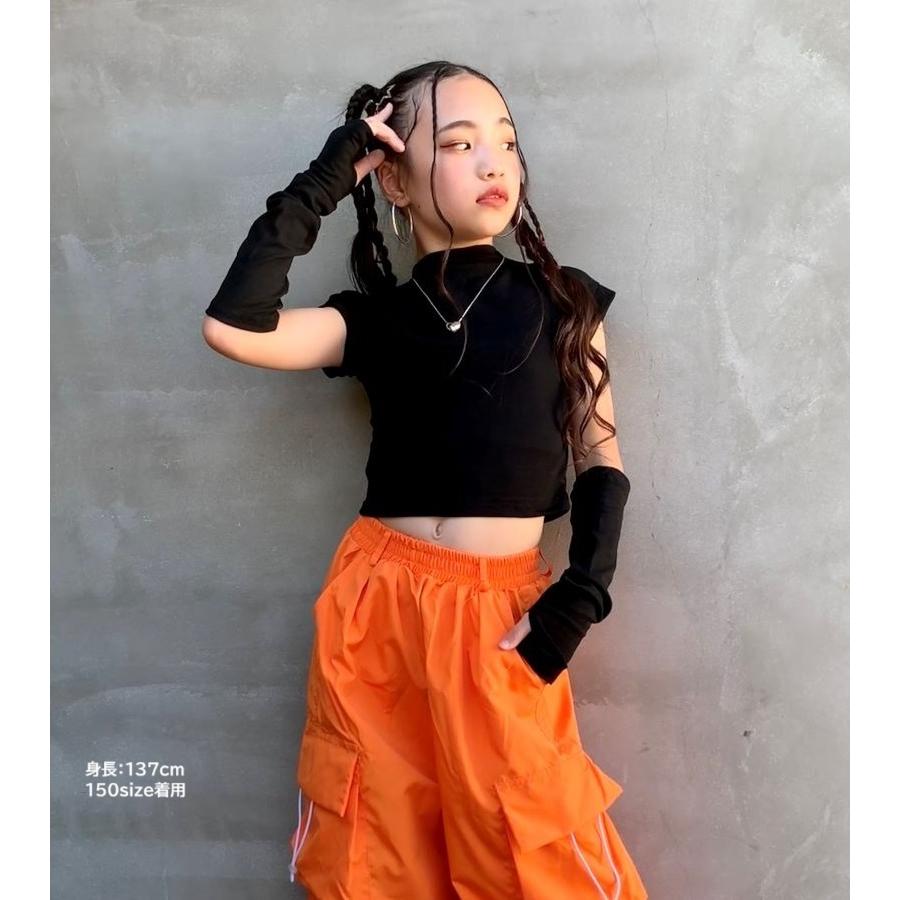 Eveオレンジ ダンス用ドレス トップス 2点セット イヴ フォーアンドアフト キッズダンス衣装 トップス 白 黒 オレンジ 紫 青 黄緑 ピンク