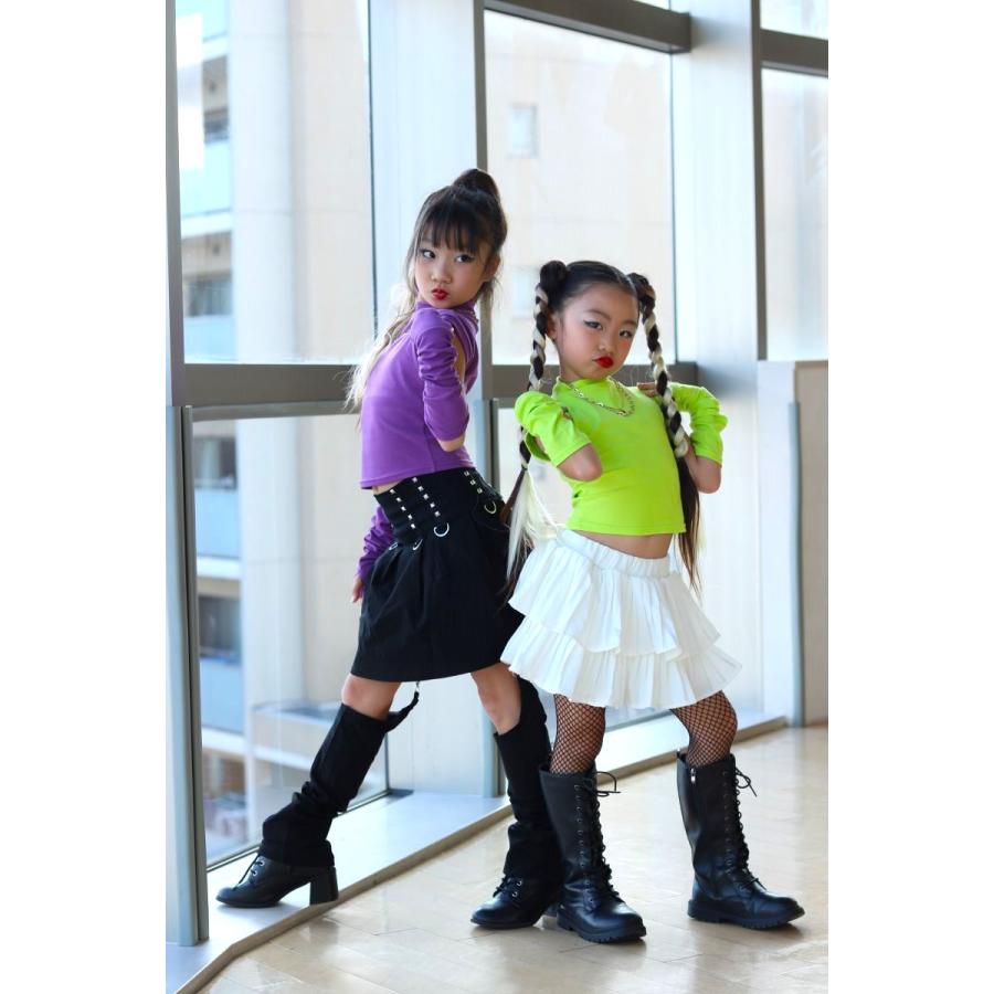 キッズダンス衣装 トップス 白 黒 オレンジ 紫 青 黄緑 ピンク