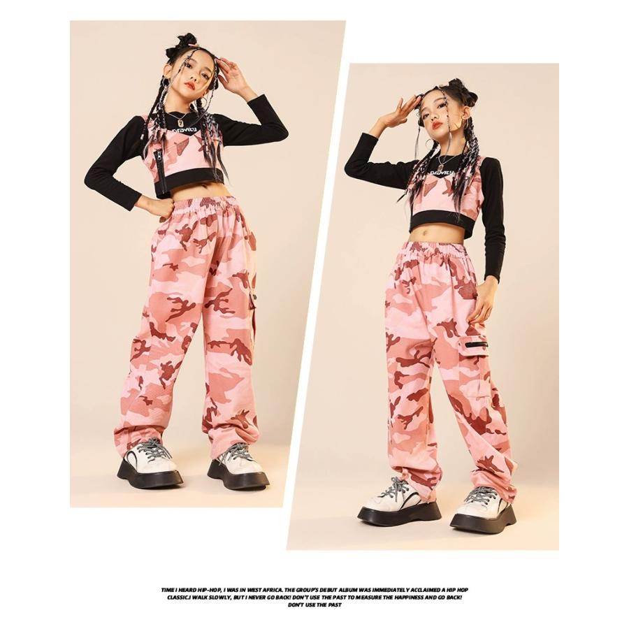 ヒップホップ ダンス衣装 セットアップ ガールズ 男の子 迷彩