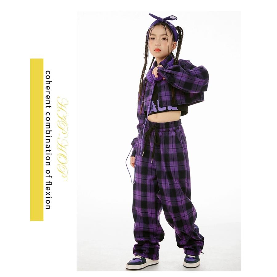 キッズダンス衣装 セットアップ ガールズ ヒップホップ 衣装 チェック