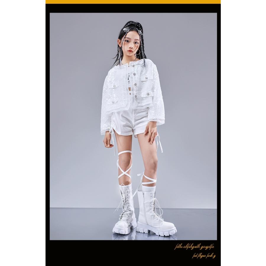 ダンス 衣装 キッズ 白 セットアップ K-POP 韓国 子供ダンス服 ダンス