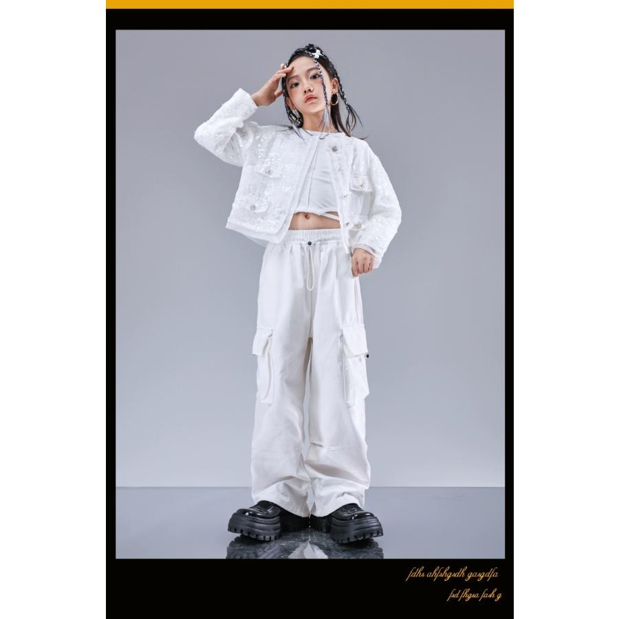 ダンス 衣装 キッズ 白 セットアップ K-POP 韓国 子供ダンス服 ダンス