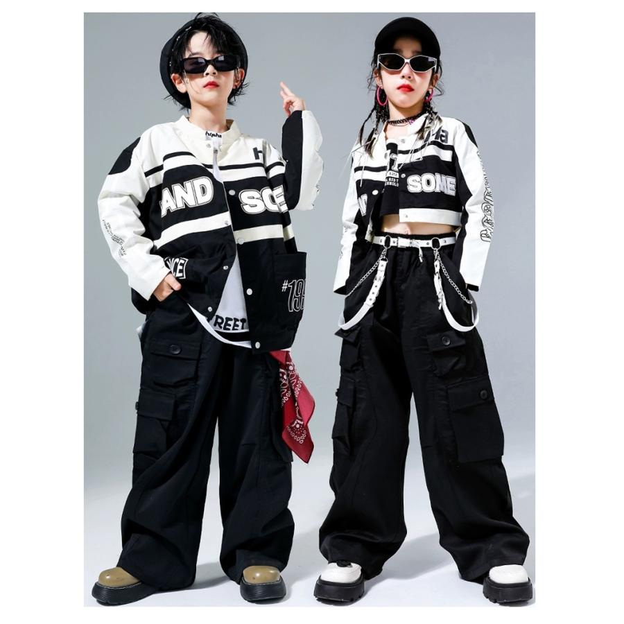 キッズダンス衣装 セットアップ 白 黒 ヒップホップ 衣装 ダンス衣装