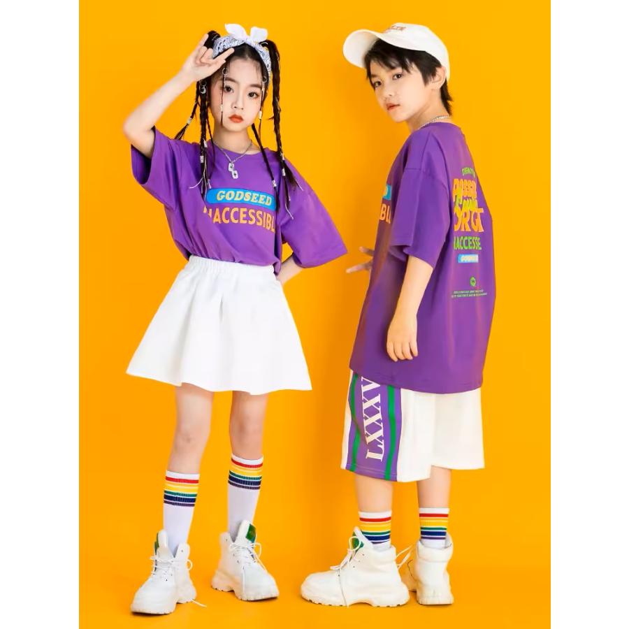 キッズダンス衣装 Tシャツ トップス ヒップホップ 衣装 K-POP 韓国 黄