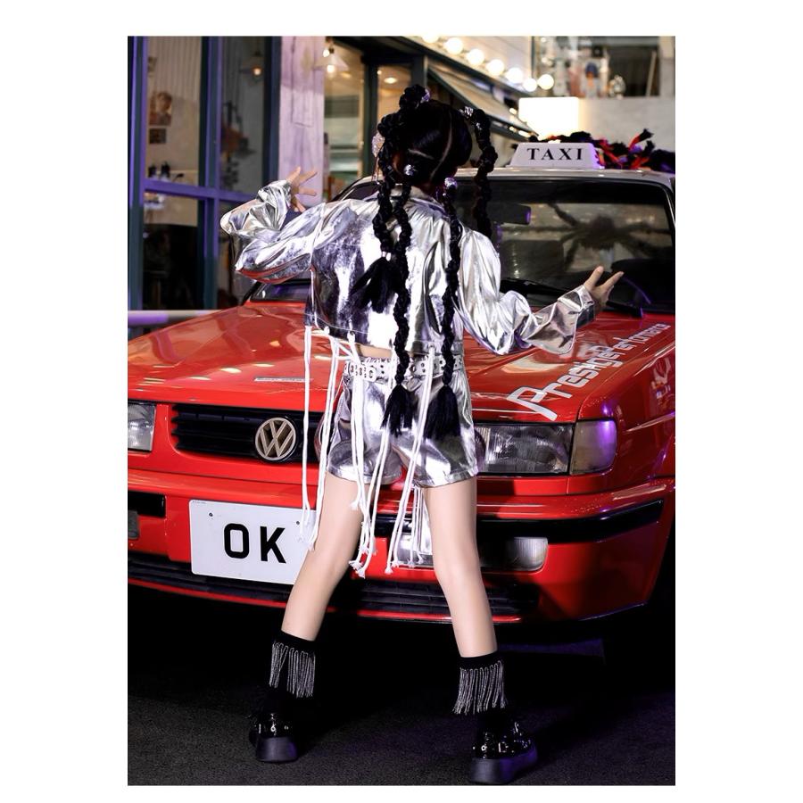 ダンス衣装 ガールズ ヒップホップ 衣装 派手 シルバー 銀 K-POP 韓国