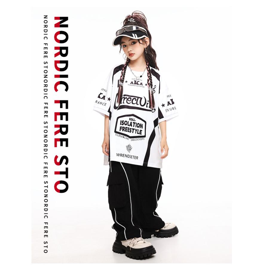 ヒップホップ 衣装 白 カーキ 黒 キッズダンス衣装 セットアップ 韓国