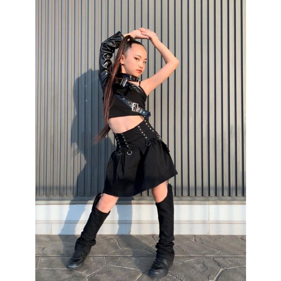 ダンス衣装 ガールズ 衣装 かっこいい 黒 レザー K-POP 韓国