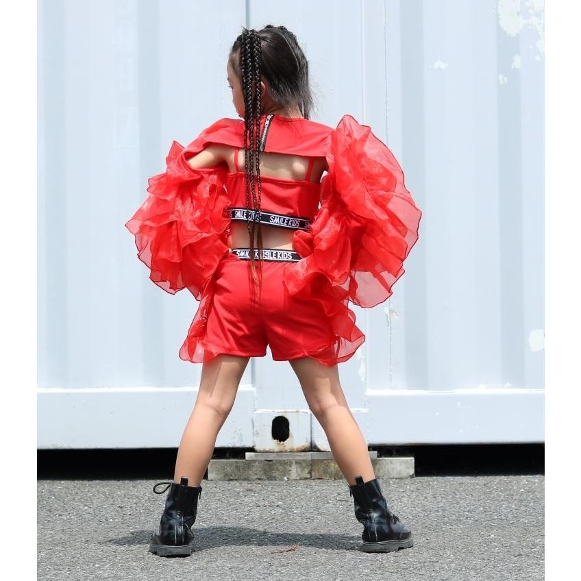 新品》社交ダンス オーガンジーフリル ドット柄 セットアップドレス