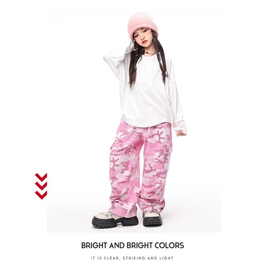 迷彩 キッズダンス衣装 セットアップ ヒップホップ 衣装 トップス 迷彩