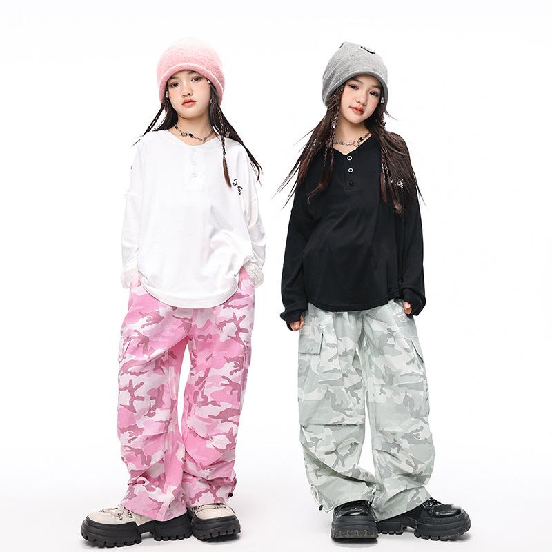 迷彩 キッズダンス衣装 セットアップ ヒップホップ 衣装 トップス 迷彩