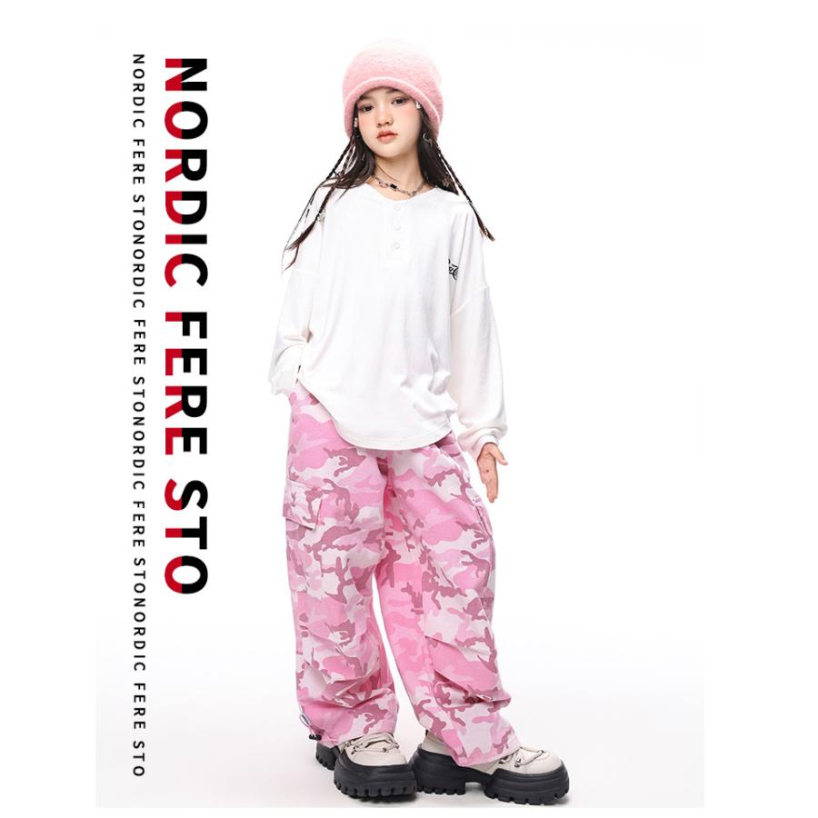 迷彩 キッズダンス衣装 セットアップ ヒップホップ 衣装 トップス 迷彩