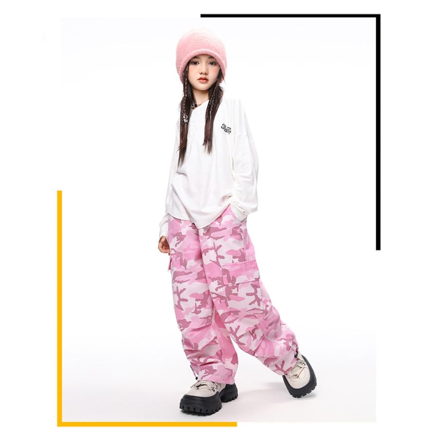 迷彩 キッズダンス衣装 セットアップ ヒップホップ 衣装 トップス 迷彩