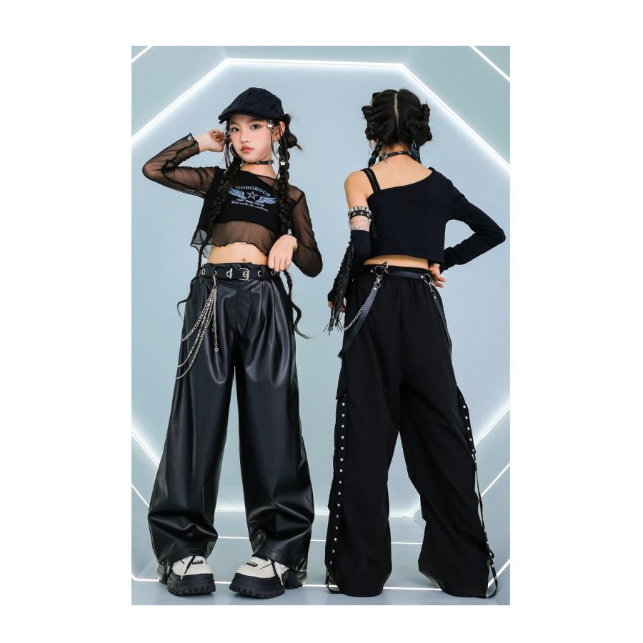 頭飾りと肩飾り ダンスコスチューム ダンス衣装 黒 ガールズ ヒップホップ 衣装 K-POP 韓国 ジャズ