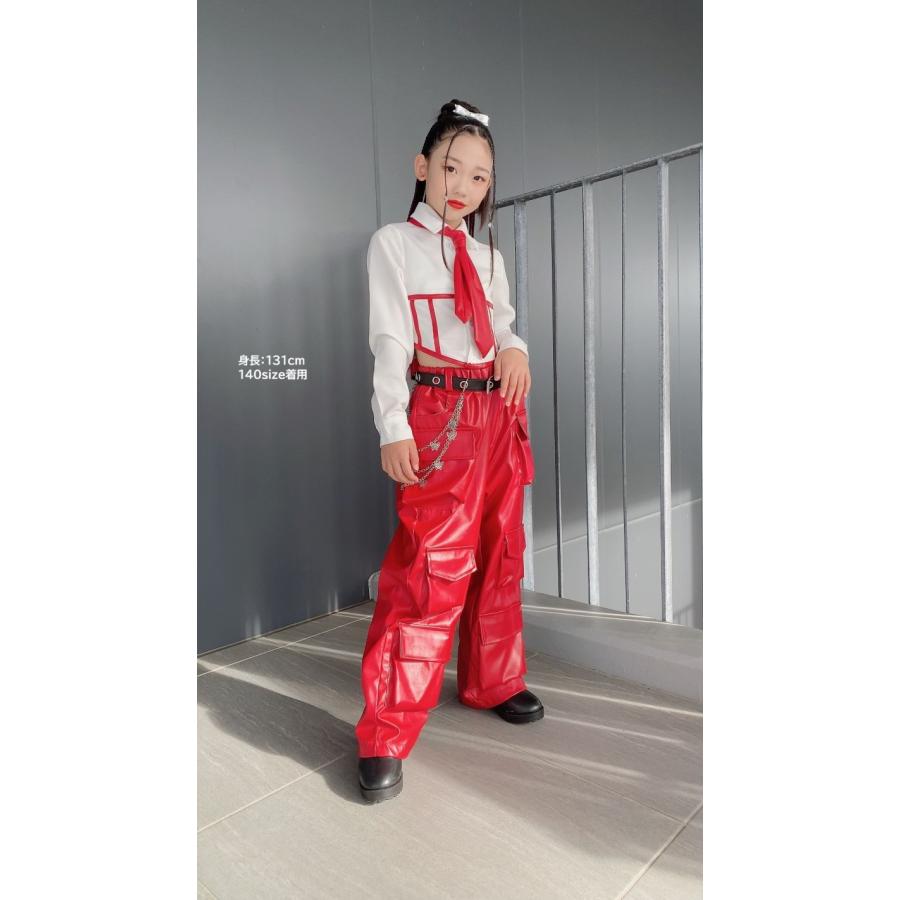 キッズダンス衣装 セットアップ K-POP 韓国 赤 黒 ガールズ ヒップ