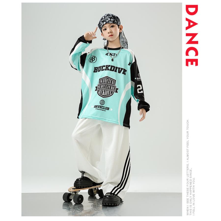 ヒップホップ 衣装 黒 白 赤 水色 キッズダンス衣装 セットアップ 韓国