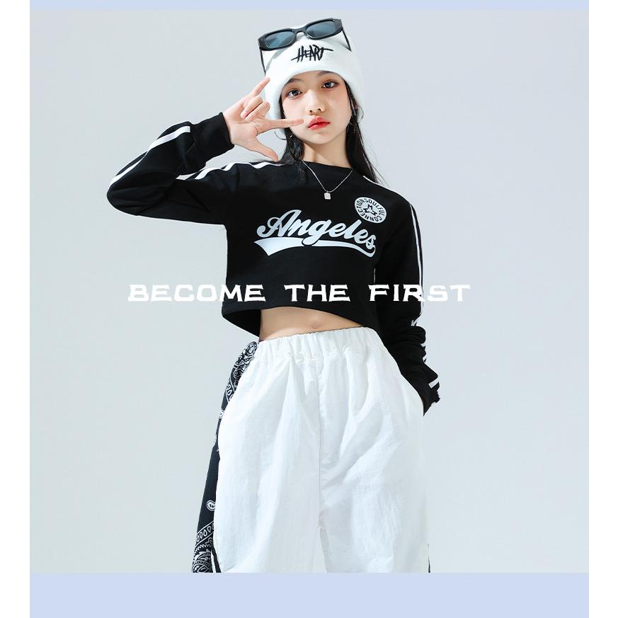 【美品】 BTSJ レスミルズ クロップトップ ロングパンツ（黒×白）セット 楽天市場】JAZZ 黒 白 レーシングスーツ へそ出し カーゴパンツ キッズ