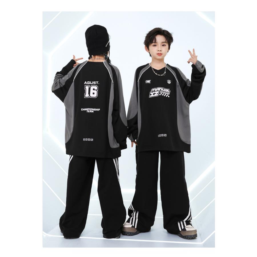 キッズダンス衣装 セットアップ ヒップホップ 衣装 青 黒 K-POP 韓国