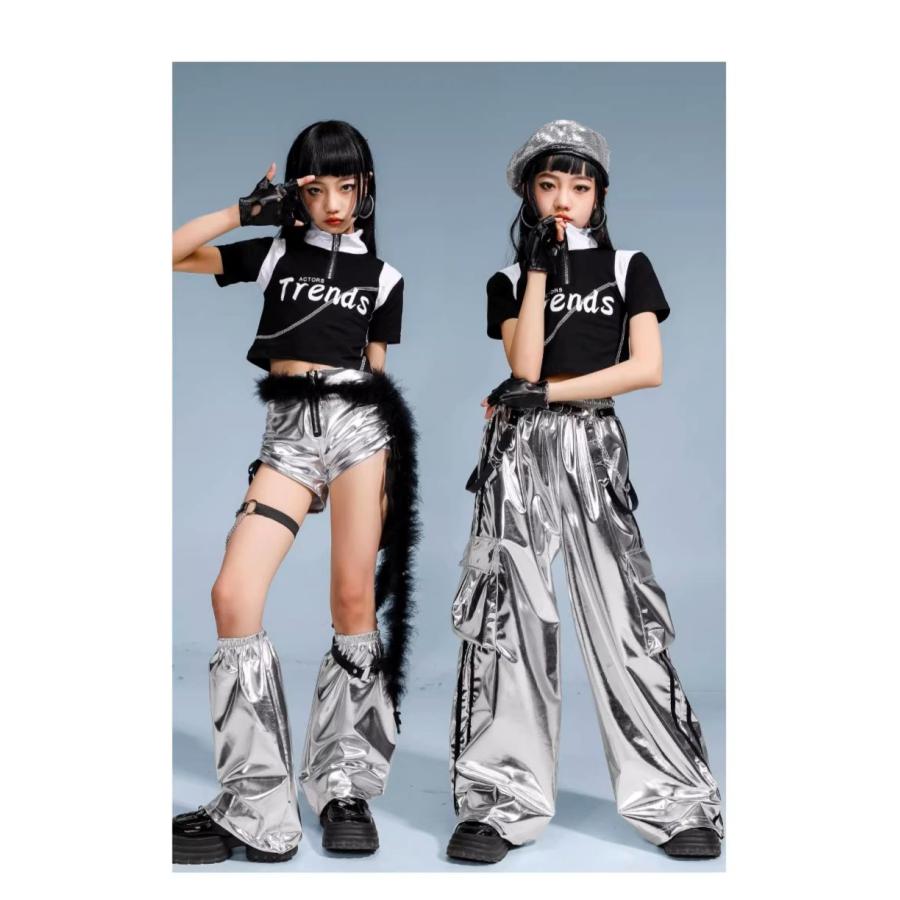 キッズダンス衣装 ガールズ ヒップホップ 衣装 セットアップ 黒