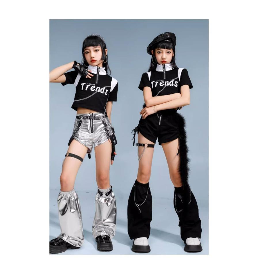 キッズダンス衣装 ガールズ ヒップホップ 衣装 セットアップ 黒