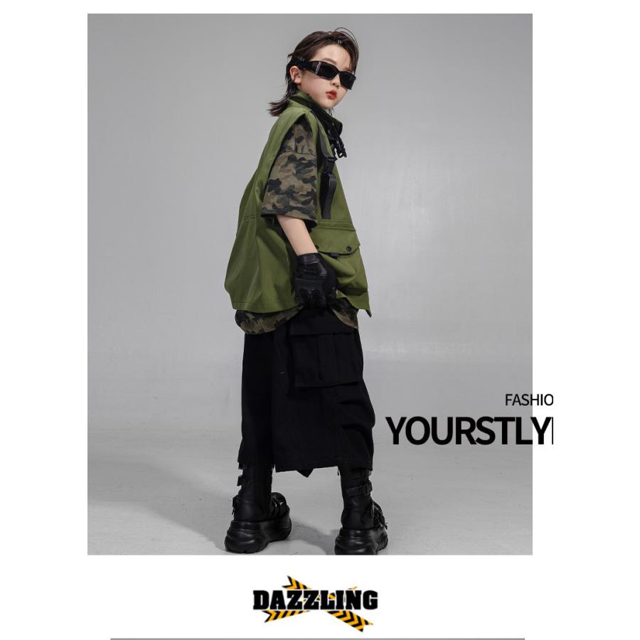 ヒップホップ ダンス衣装 セットアップ ミリタリー Tシャツ