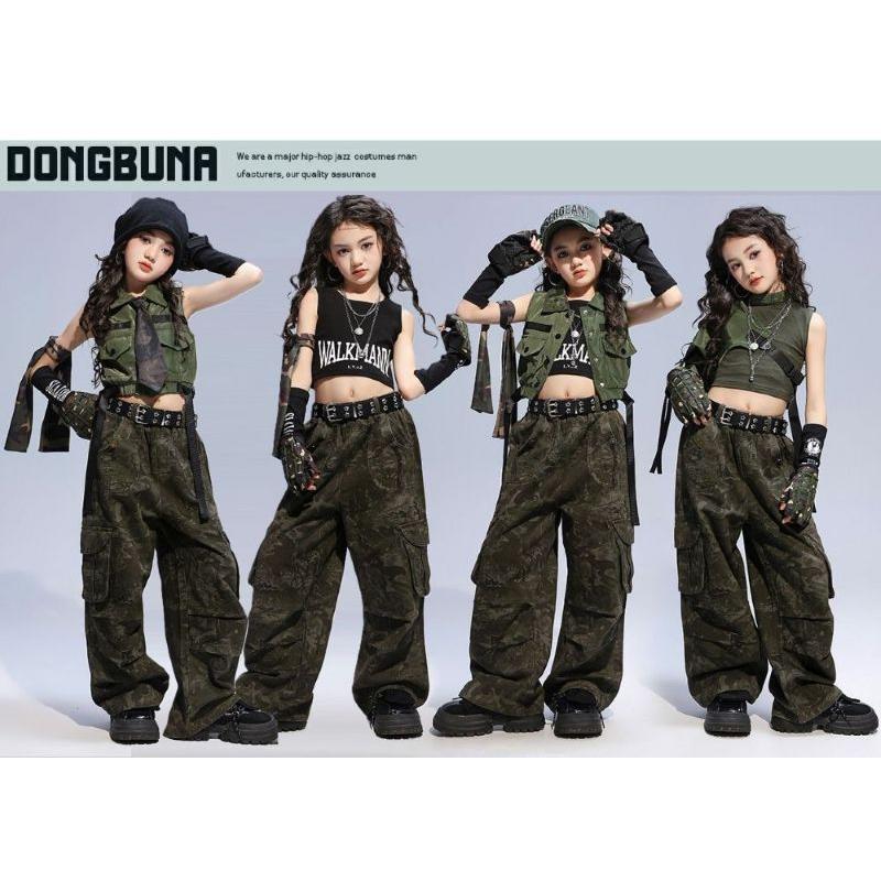 カモフラ 等身 センラ セット ダンス衣装 ガールズヒップホップ セットアップ ミリタリー カーキ