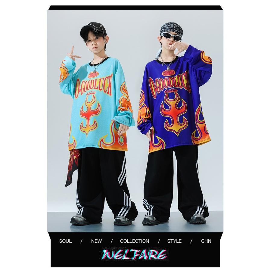 ヒップホップ 衣装 青 緑 黒 水色 白 キッズダンス衣装 セットアップ