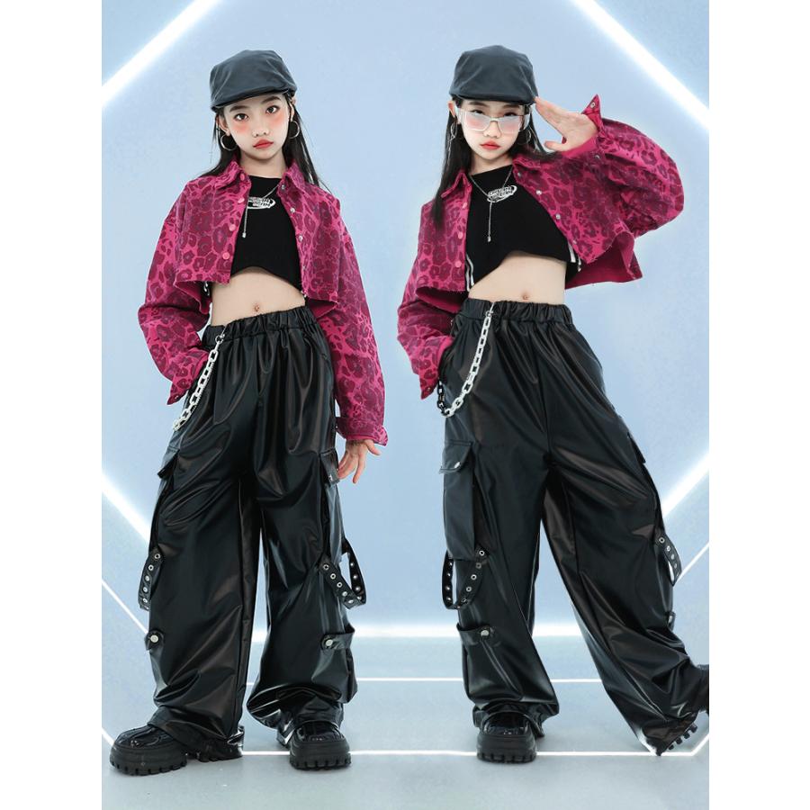 キッズダンス衣装 セットアップ 黒 ピンク ガールズ ヒップホップ 衣装