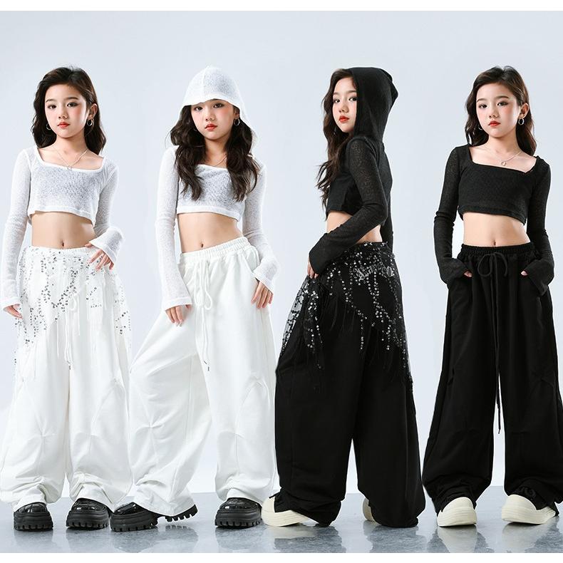 ダンス衣装 ガールズ ヒップホップ 衣装 白 黒 K-POP 韓国 ジャズ