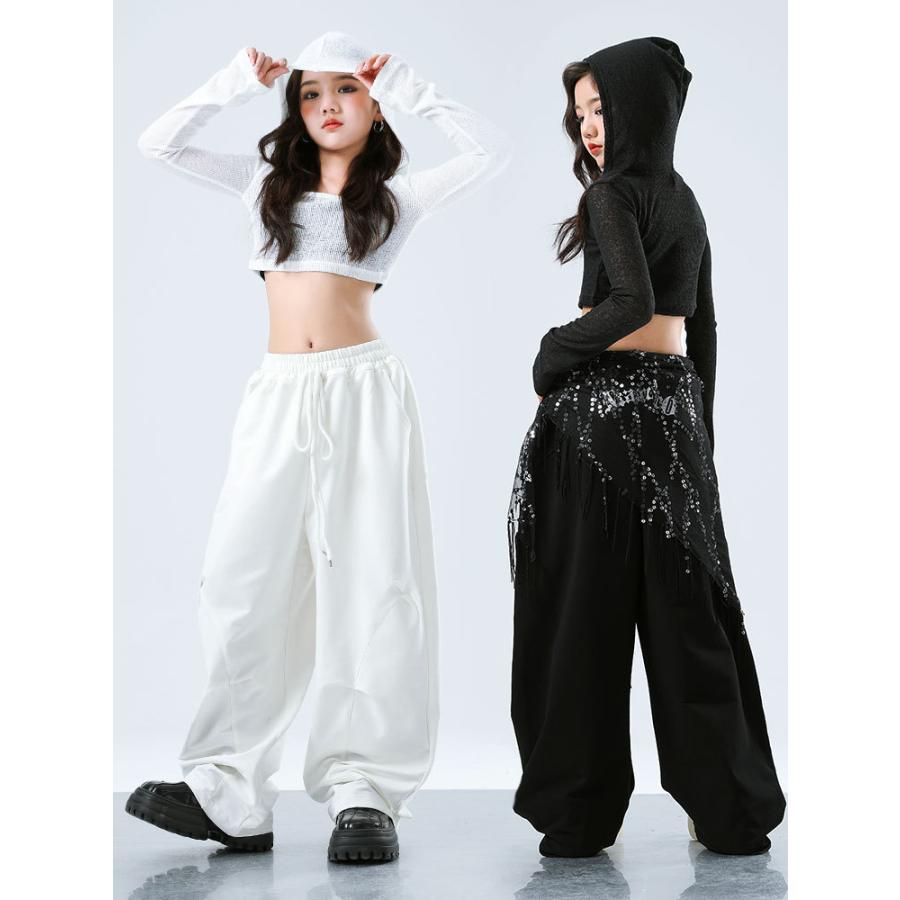【ふわんふわん】新品　社交ダンス　水玉セットアップツーピース黒白　ｍ177 ダンス衣装 ガールズ ヒップホップ 衣装 白 黒 K-POP 韓国 ジャズ