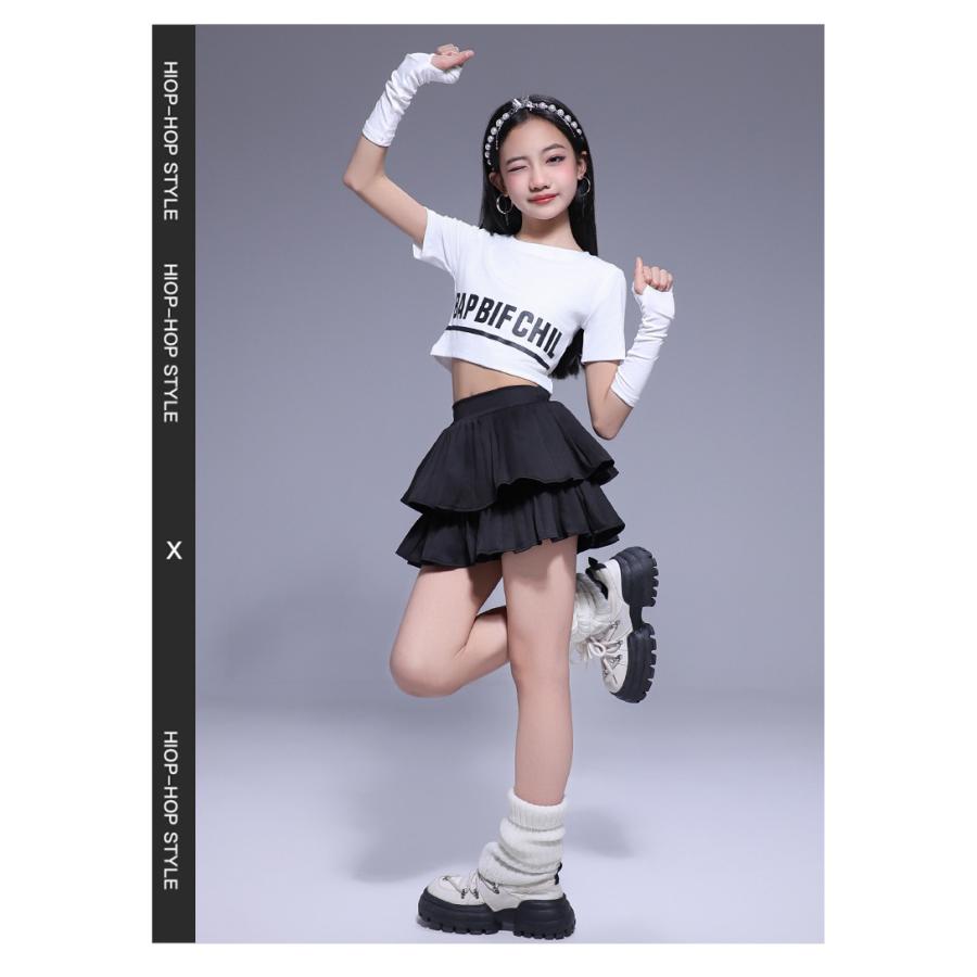チアリーディングウェア　トップス スカートセット ダンス衣装 キッズ セットアップ チアダンス ガールズ ヒップホップ