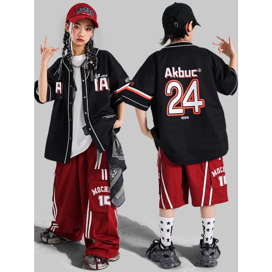 ベースボールシャツ ダンス衣装 キッズ ヒップホップ ファッション